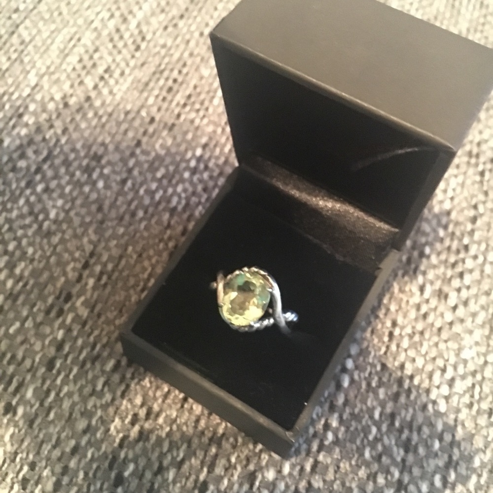 Lemon Citrine Silver Ring, Size 7